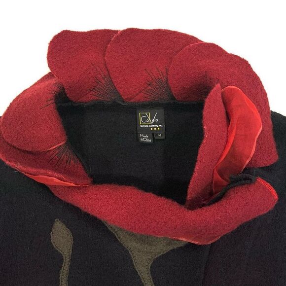 COVELO Boiled Wool & Silk Poppy Sweater Jacket (Sz M) - Picture 3 of 11